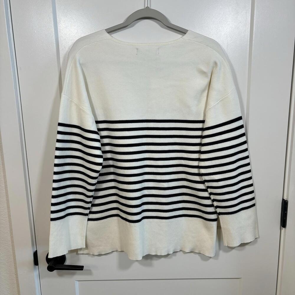 MNG Mango Black & White Stripe Pullover Sweater L Oversized Nautical Old Money - Picture 6 of 9